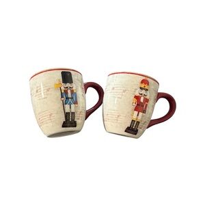 Cost Plus World Market Red and Cream Nutcracker Mugs